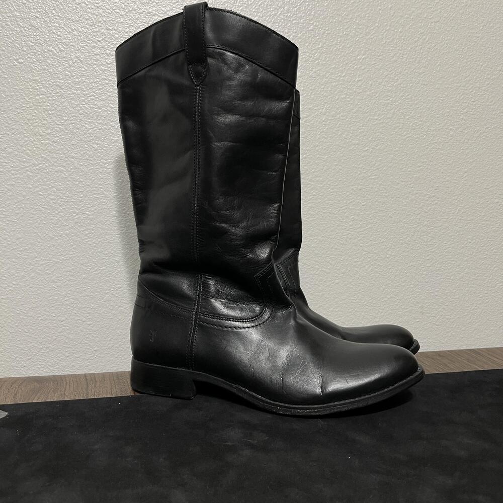Frye Riding Boots Womens Size 10 B Black Leather Knee High Pull On 4003 Vintage